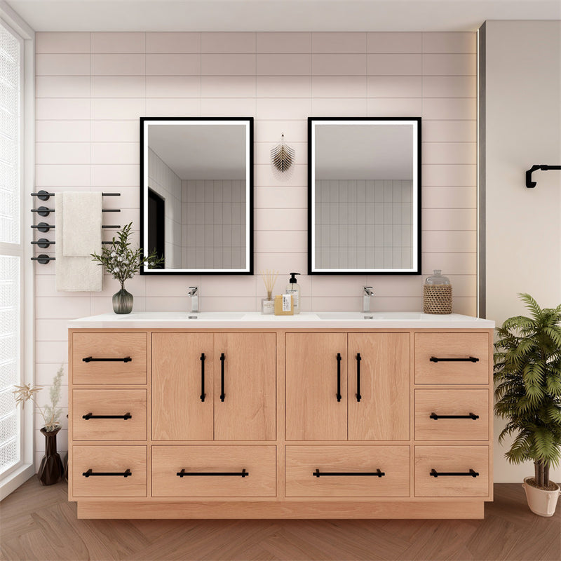 Moreno Bath VICTORIA-72DFS Victoria 72" Freestanding Bathroom Vanity with Reinforced Acrylic Double Sink