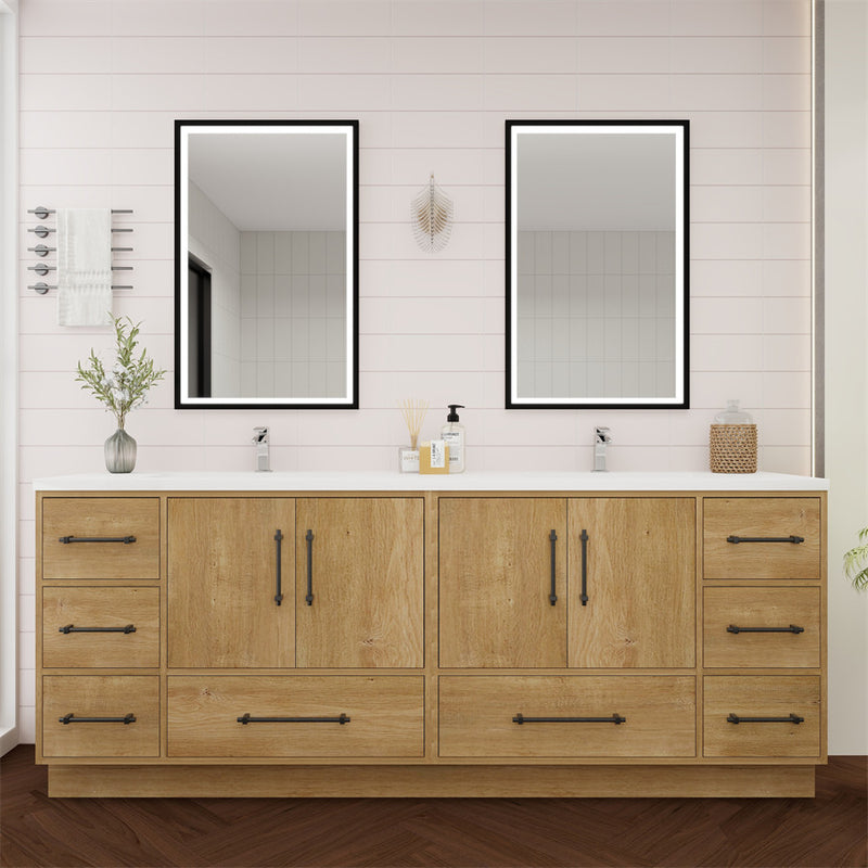 Moreno Bath VICTORIA-84DFS Victoria 84" Freestanding Bathroom Vanity with Reinforced Acrylic Double Sink