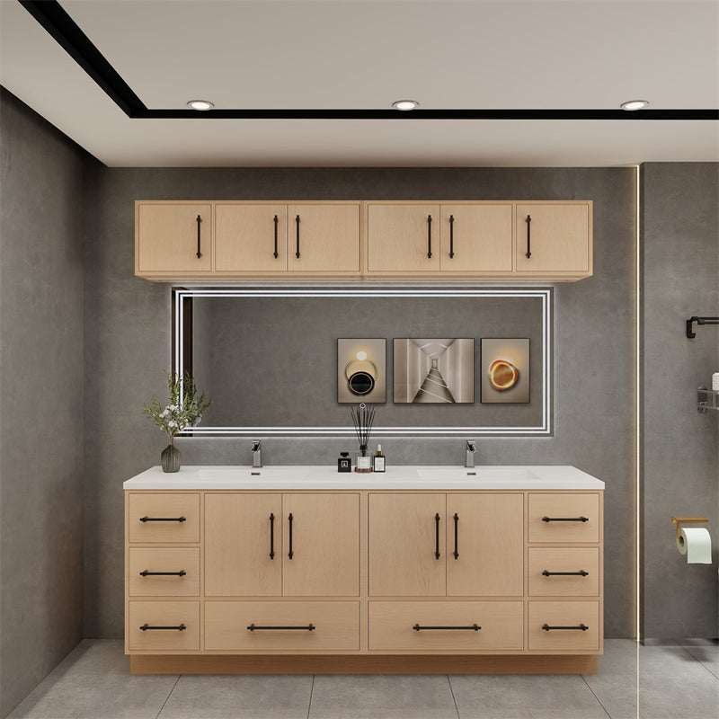 Moreno Bath VICTORIA-84DFS Victoria 84" Freestanding Bathroom Vanity with Reinforced Acrylic Double Sink