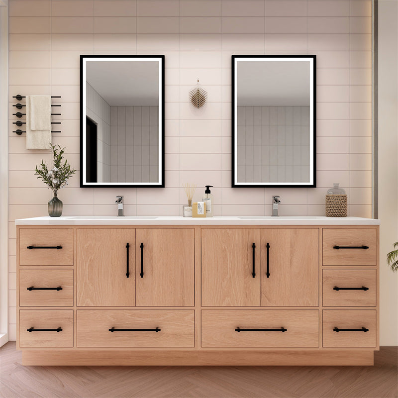 Moreno Bath VICTORIA-84DFS Victoria 84" Freestanding Bathroom Vanity with Reinforced Acrylic Double Sink