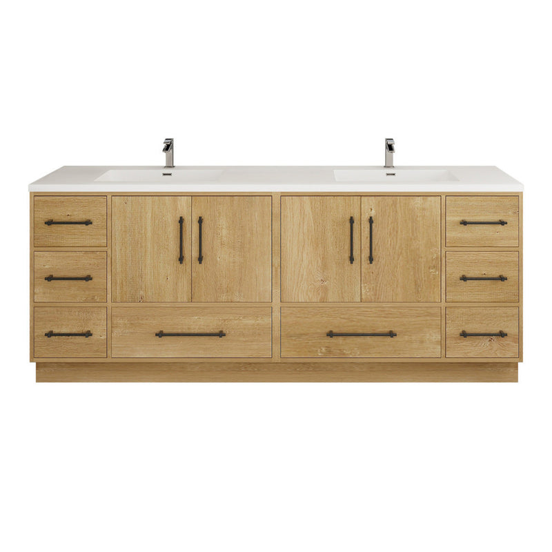 Moreno Bath VICTORIA-84DFS Victoria 84" Freestanding Bathroom Vanity with Reinforced Acrylic Double Sink