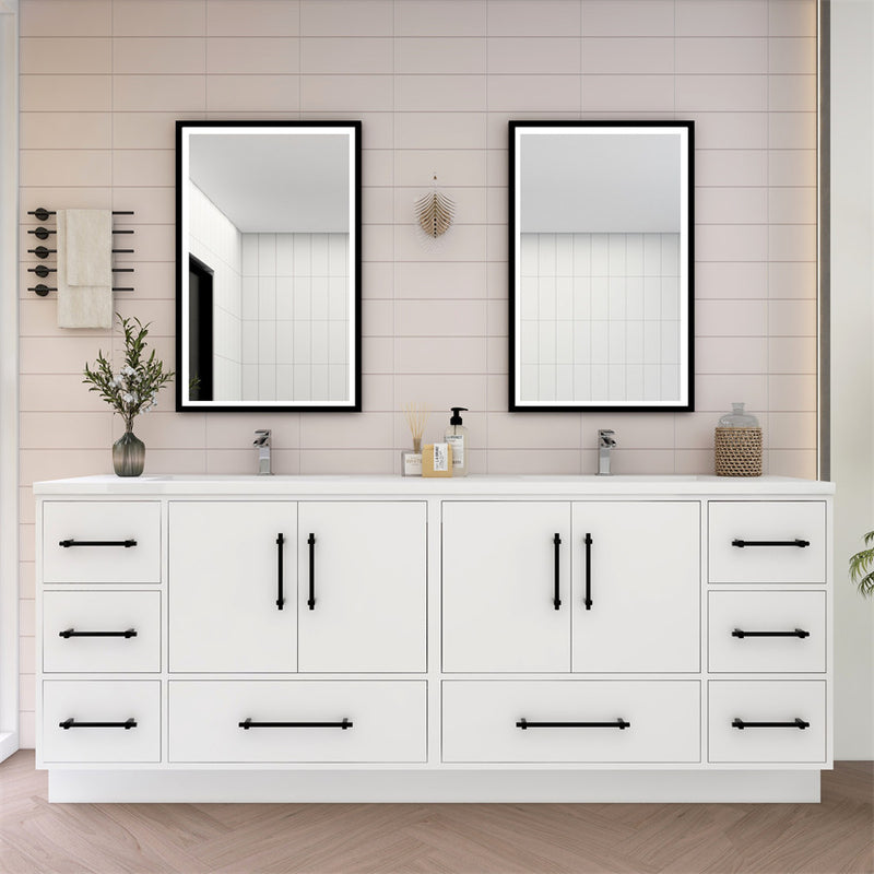 Moreno Bath VICTORIA-84DFS Victoria 84" Freestanding Bathroom Vanity with Reinforced Acrylic Double Sink