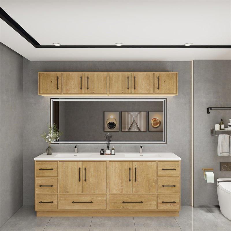 Moreno Bath VICTORIA-84DFS Victoria 84" Freestanding Bathroom Vanity with Reinforced Acrylic Double Sink