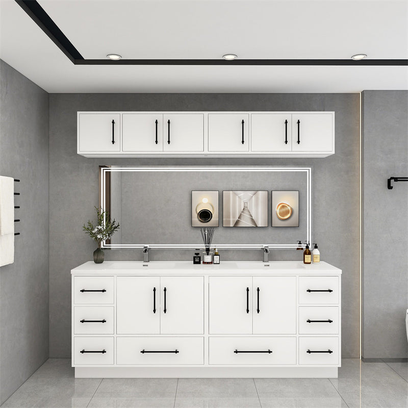 Moreno Bath VICTORIA-84DFS Victoria 84" Freestanding Bathroom Vanity with Reinforced Acrylic Double Sink
