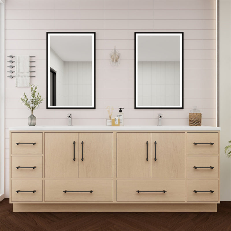 Moreno Bath VICTORIA-84DFS Victoria 84" Freestanding Bathroom Vanity with Reinforced Acrylic Double Sink