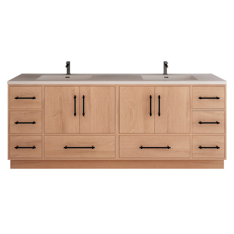 Moreno Bath VICTORIA-84DFS Victoria 84" Freestanding Bathroom Vanity with Reinforced Acrylic Double Sink