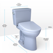 TOTO MW7764726CSFGA#01 Drake WASHLET+ Two-Piece Elongated 1.6 GPF Universal Height TORNADO FLUSH Toilet and S7 Contemporary Bidet Seat with Auto Flush, Cotton White - view 2
