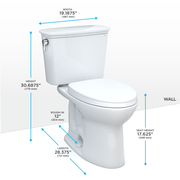 TOTO MS786124CEFG#01 Drake Transitional Two-Piece Elongated 1.28 GPF Universal Height TORNADO FLUSH Toilet with CEFIONTECT and SoftClose Seat, WASHLET+ Ready, Cotton White - view 2