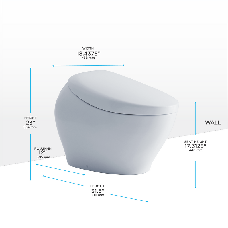 TOTO MS902CUMFG#01 NEOREST NX1 Dual Flush 1.0 or 0.8 GPF Toilet with Integrated Bidet Seat, EWATER+ - Cotton White - view 2