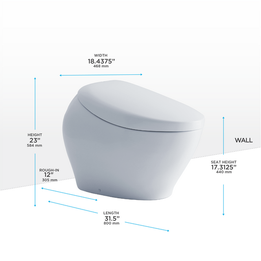 TOTO MS902CUMFG#01 NEOREST NX1 Dual Flush 1.0 or 0.8 GPF Toilet with Integrated Bidet Seat, EWATER+ - Cotton White - view 2