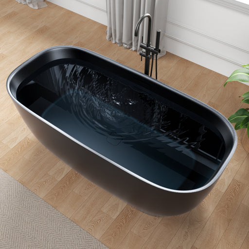 Anzzi FT-AZ6732 67 in. x 32 in. Rectangle Stone Resin Freestanding Soaking Bathtub