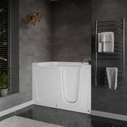 Meditub 3660RWS Collection 36 x 60 Right Side Drain Soaker Jetted Bathtub in White with Fast Filling Faucet Set lifestyle