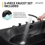 Anzzi FT-AZ514BK-BK Stone Belle 67 in. x 32 in. Freestanding Whirlpool and Air Bathtub in Black