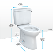 TOTO CST776CEFRG#01 Drake Two-Piece Elongated 1.28 GPF Universal Height TORNADO FLUSH Toilet with CEFIONTECT and Right-Hand Trip Lever, Cotton White - view 2