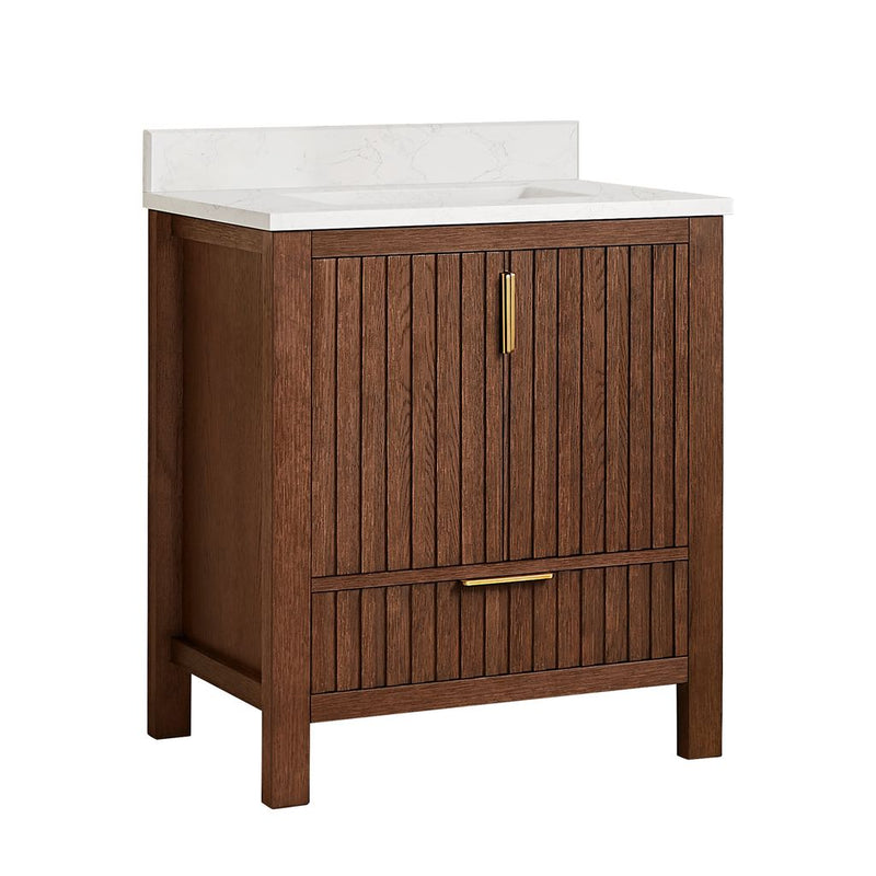 Vinnova 704230-AD-GW Shenzhen 30" Single Sink Bath Vanity in Aged Dark Brown Oak