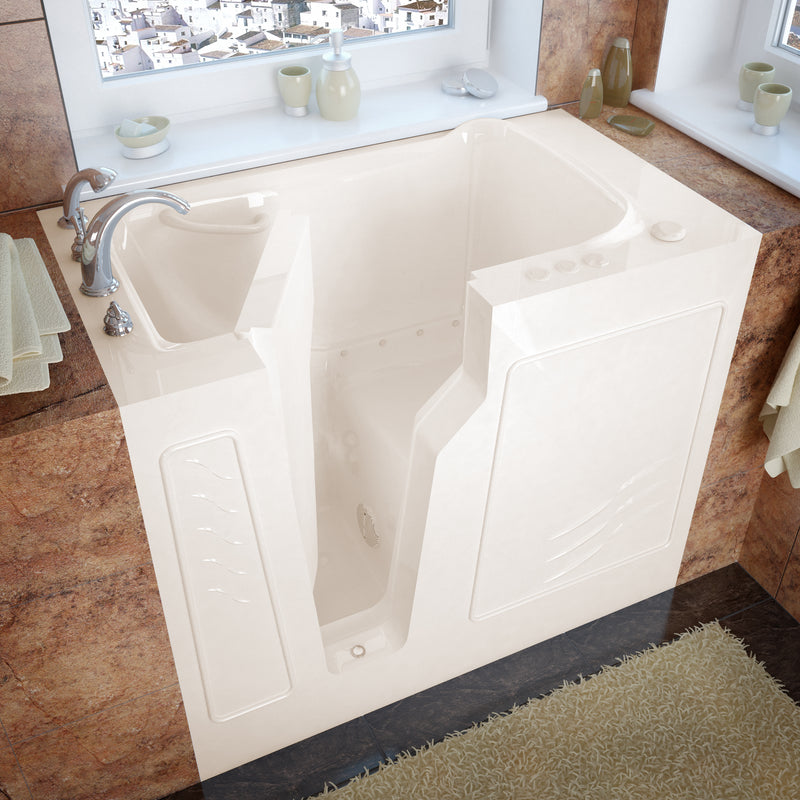 Meditub 2646LBA Walk-In 26 x 46 Left Drain Biscuit Air Jetted Walk-In Bathtub