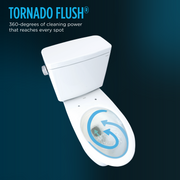 TOTO MS776124CSFG#01 Drake Two-Piece Elongated 1.6 GPF Universal Height TORNADO FLUSH Toilet with CEFIONTECT and SoftClose Seat, WASHLET+ Ready, Cotton White - view 3