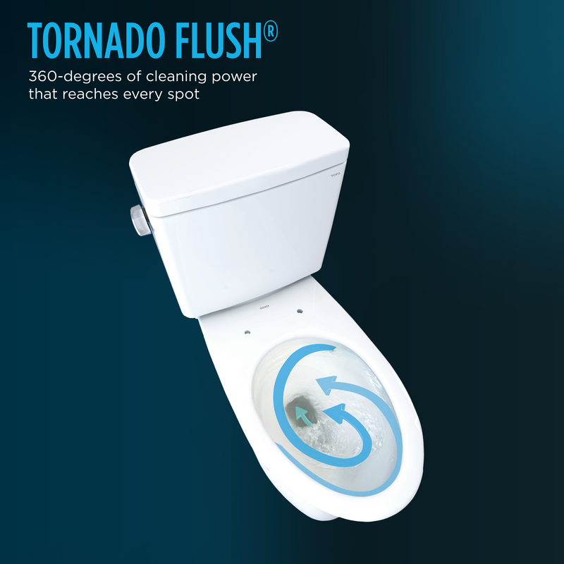 TOTO MS776124CSG#01 Drake Two-Piece Elongated 1.6 GPF TORNADO FLUSH Toilet with CEFIONTECT and SoftClose Seat, WASHLET+ Ready, Cotton White - view 3
