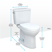 TOTO MS776124CSFG#01 Drake Two-Piece Elongated 1.6 GPF Universal Height TORNADO FLUSH Toilet with CEFIONTECT and SoftClose Seat, WASHLET+ Ready, Cotton White - view 2