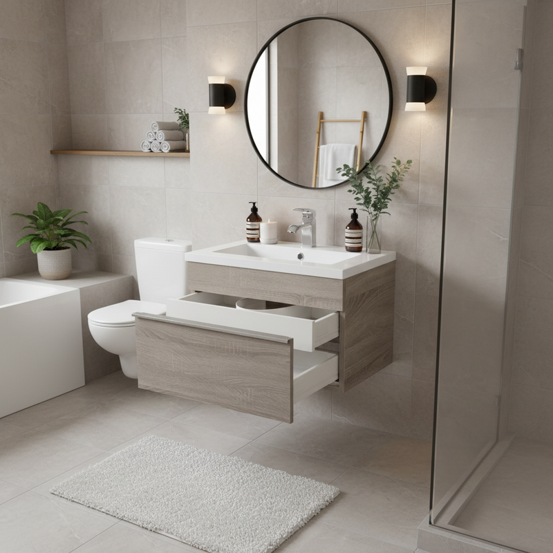 Cutler FV TR DORATO24 Trough 24" Wall Mount Modern Cultured Marble Top Bathroom Vanity - Dorato