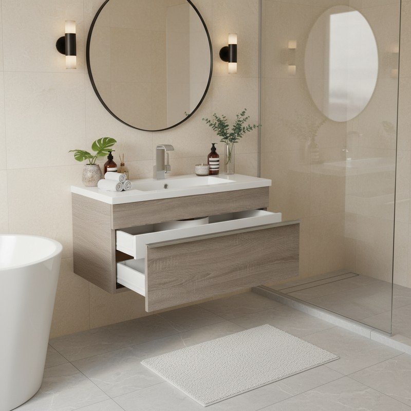 Cutler FV TR DORATO30 Trough 30" Wall Mount Modern Cultured Marble Top Bathroom Vanity - Dorato
