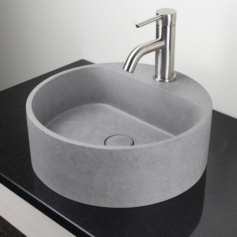 Welland Round Cast Concrete Vessel Sink - Light Grey