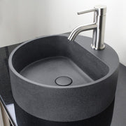 Welland Round Cast Concrete Vessel Sink - Speckled Dark Grey Sandstone