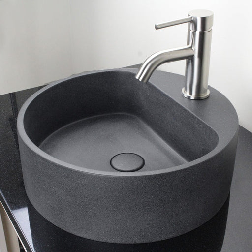Welland Round Cast Concrete Vessel Sink - Speckled Dark Grey Sandstone