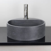 Welland Round Cast Concrete Vessel Sink - Speckled Dark Grey Sandstone