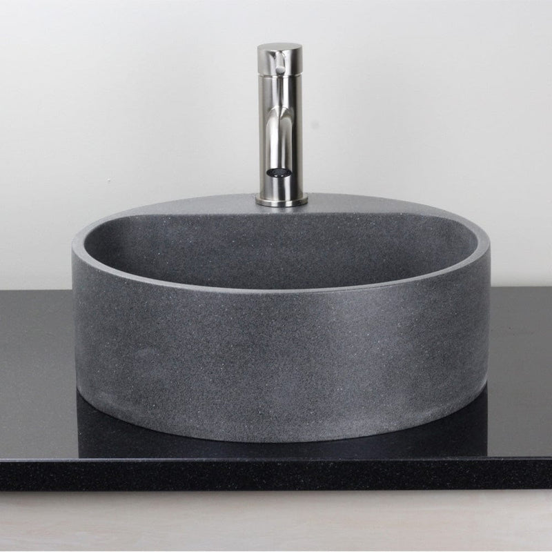 Welland Round Cast Concrete Vessel Sink - Speckled Dark Grey Sandstone