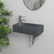 Winkler Rectangular Cast Concrete Wall-Mount Sink - Speckled Dark Grey Sandstone