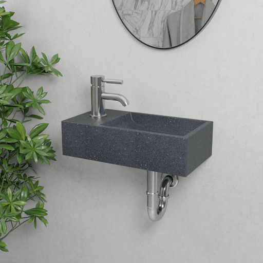 Winkler Rectangular Cast Concrete Wall-Mount Sink - Speckled Dark Grey Sandstone