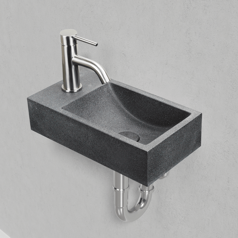 Winkler Rectangular Cast Concrete Wall-Mount Sink - Speckled Dark Grey Sandstone