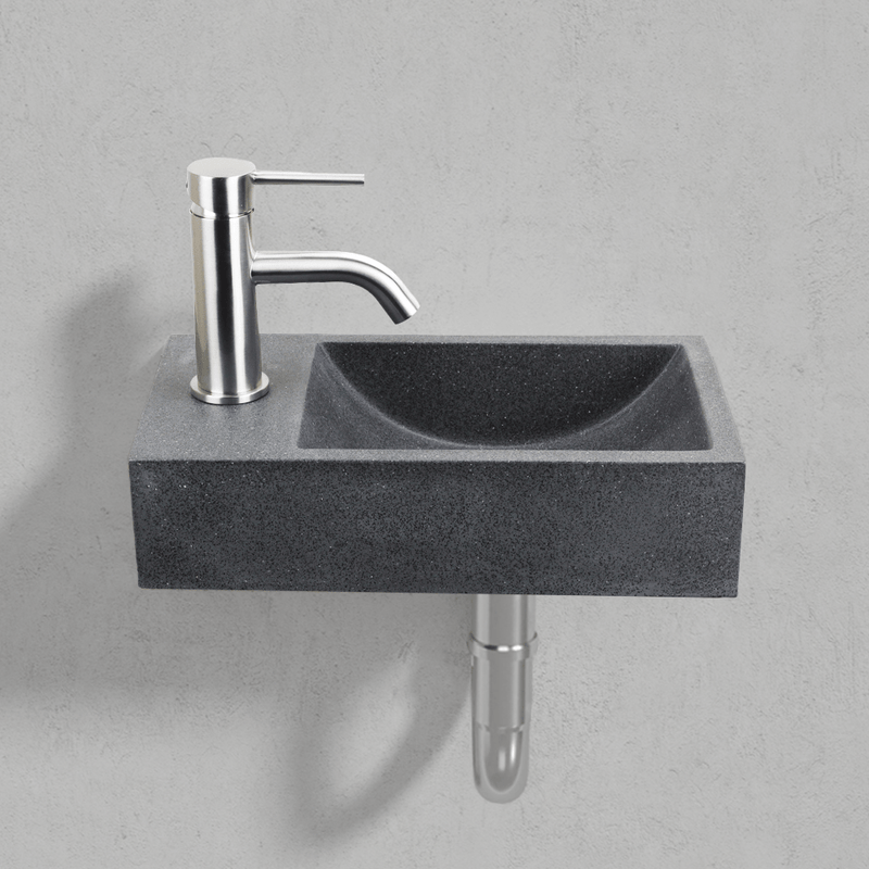 Winkler Rectangular Cast Concrete Wall-Mount Sink - Speckled Dark Grey Sandstone