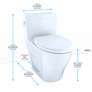TOTO MS624124CEFG#01 Legato WASHLET+ One-Piece Elongated 1.28 GPF Universal Height Skirted Toilet with CEFIONTECT, Cotton White - view 4