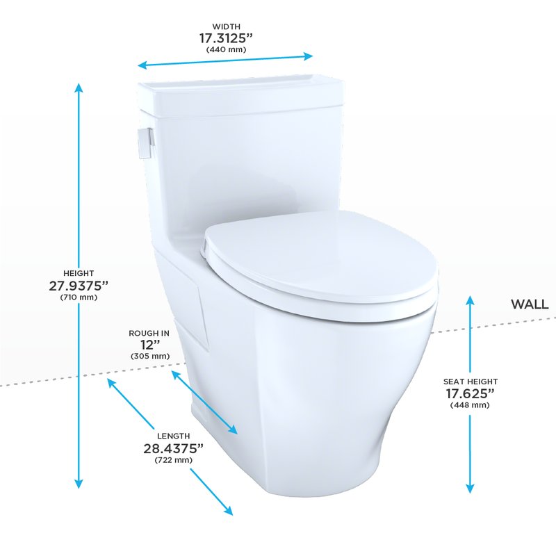 TOTO MS624124CEFG#03 Legato WASHLET+ One-Piece Elongated 1.28 GPF Universal Height Skirted Toilet with CEFIONTECT, Bone - view 4