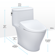 TOTO MW6424726CEFG#01 WASHLET+ Nexus One-Piece Elongated 1.28 GPF Toilet with S7 Contemporary Bidet Seat, Cotton White - view 2