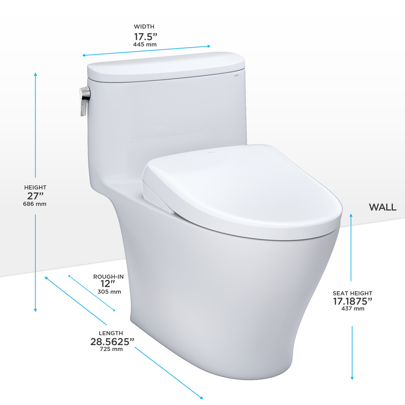 TOTO MW6424726CEFG#01 WASHLET+ Nexus One-Piece Elongated 1.28 GPF Toilet with S7 Contemporary Bidet Seat, Cotton White - view 2