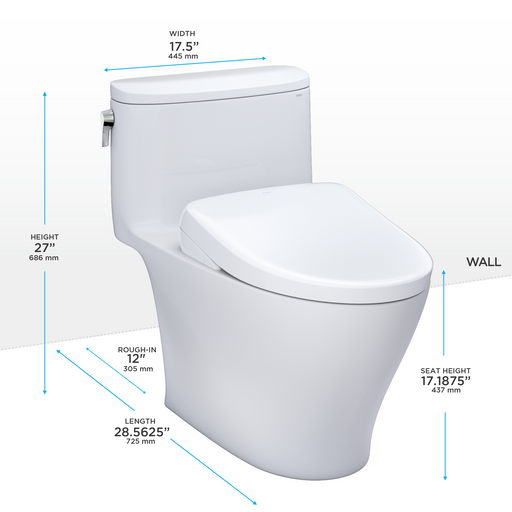 TOTO MW6424726CUFGA#01 WASHLET+ Nexus 1G One-Piece Elongated 1.0 GPF Toilet with Auto Flush S7 Contemporary Bidet Seat, Cotton White - view 2