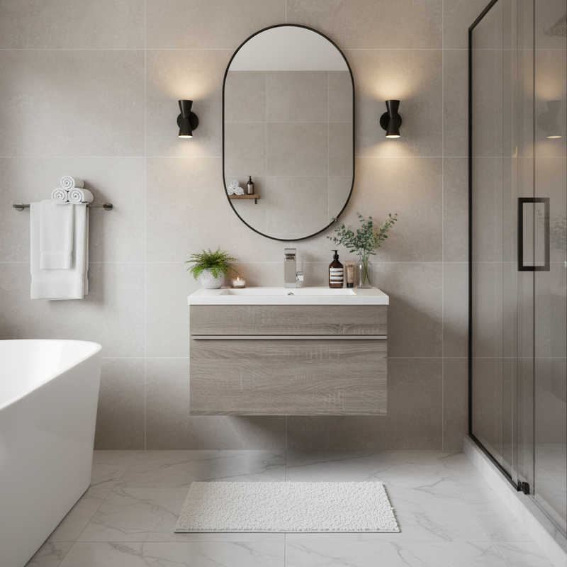 Cutler FV TR DORATO24 Trough 24" Wall Mount Modern Cultured Marble Top Bathroom Vanity - Dorato