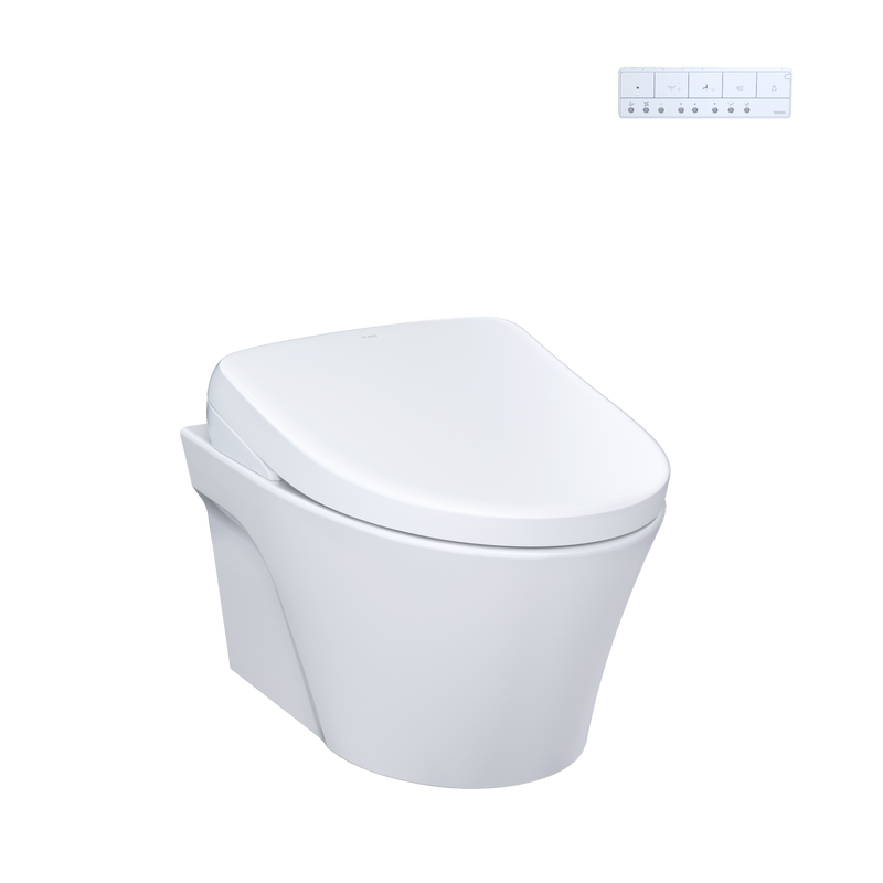 TOTO CWT4264736CMFGA#MS WASHLET+ AP Wall-Hung Elongated Toilet with S7A Contemporary Bidet Seat and DuoFit In-Wall 0.9 and 1.28 GPF Auto Dual-Flush Tank System, Matte Silver