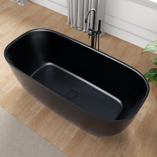 Anzzi FT-AZ6732 67 in. x 32 in. Rectangle Stone Resin Freestanding Soaking Bathtub