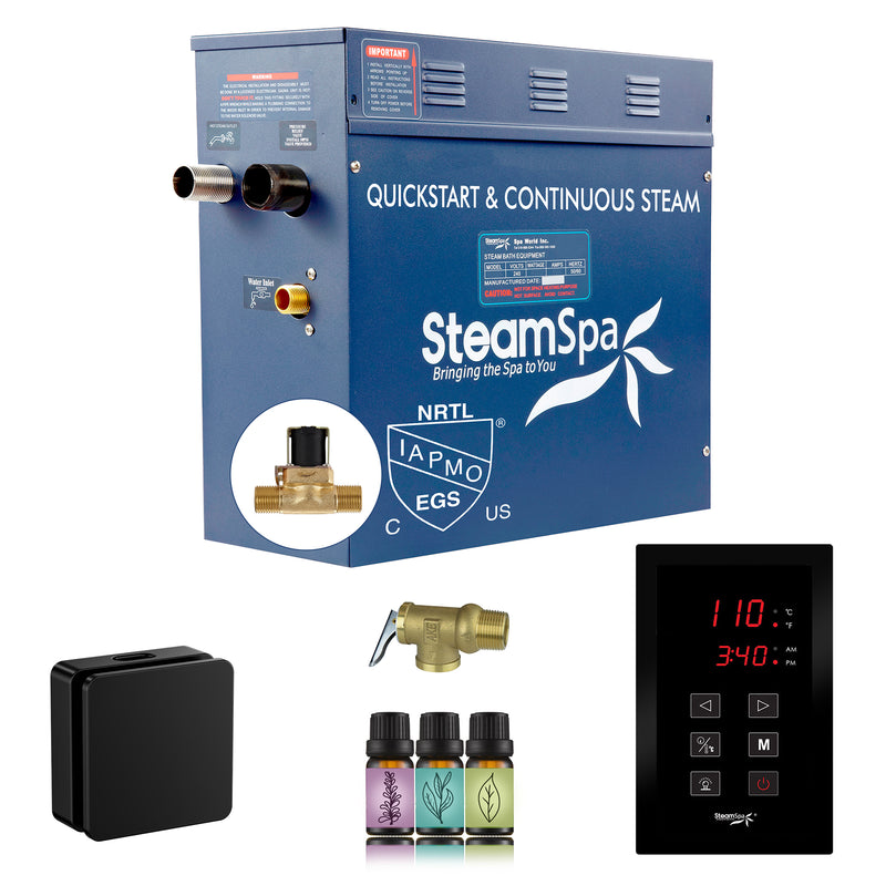 SteamSpa Sentry Series Touch Generator Square - Matte Black