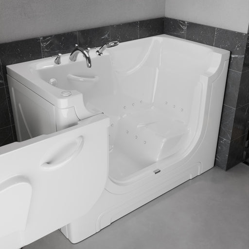 Meditub 3060WCALWA Collection 30 x 60 Left Side Drain Air Jetted Bathtub in White with Aroma and Chroma Therapy