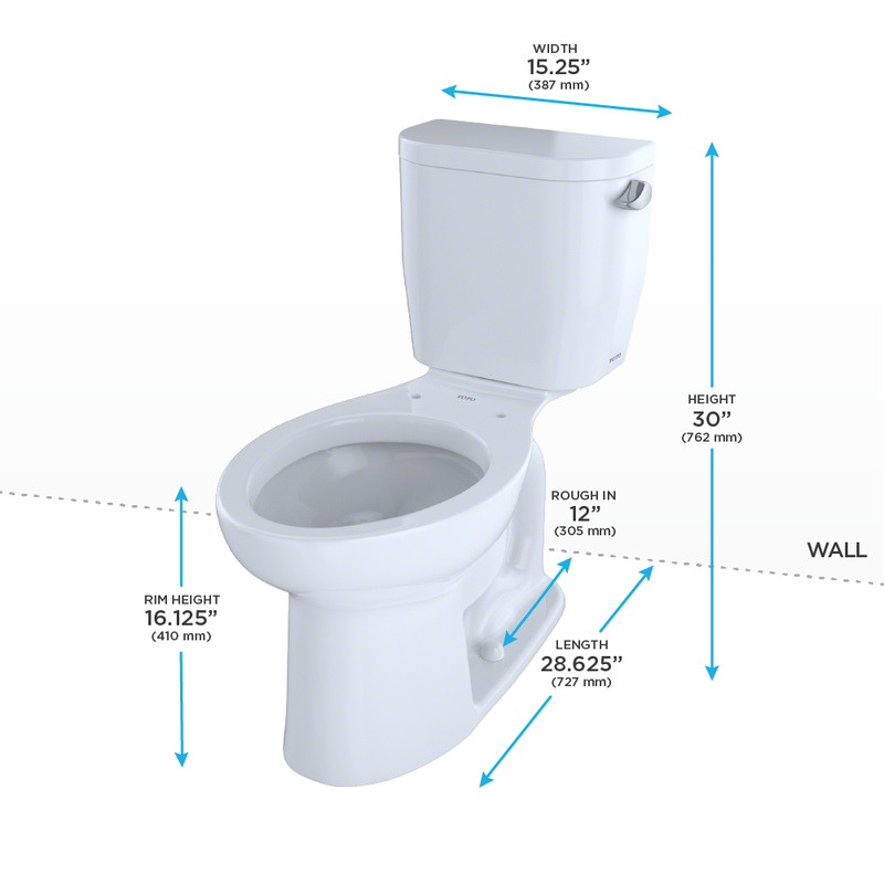 TOTO CST244EFR#01 Entrada Two-Piece Elongated 1.28 GPF Universal Height Toilet with Right-Hand Trip Lever, Cotton White - view 4