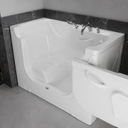 Meditub 3060WCARWS Collection 30 x 60 Right Side Drain Soaker Jetted Bathtub in White with Fast Filling Faucet Set