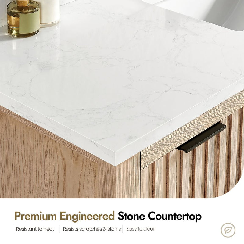 Vinnova 704260M-AN-GW Shenzhen 60M" Double Sink Bath Vanity in Aged Natural Oak