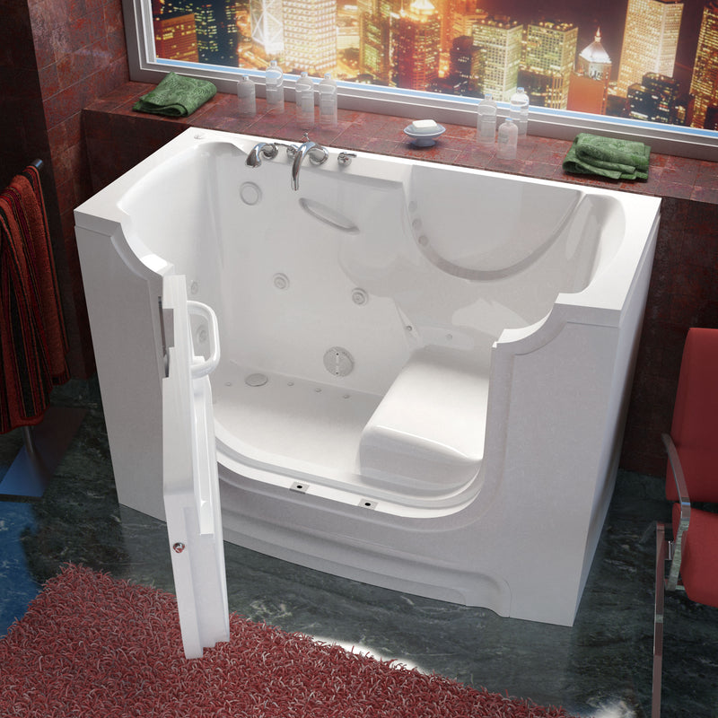 Meditub A3060WCALWD Wheel Chair Accessible 30 x 60 Left Drain White Whirlpool & Air Jetted Wheelchair Accessible Bathtub