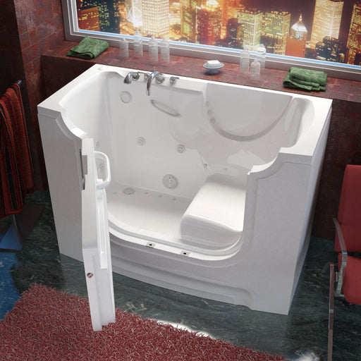 Meditub A3060WCALWD Wheel Chair Accessible 30 x 60 Left Drain White Whirlpool & Air Jetted Wheelchair Accessible Bathtub