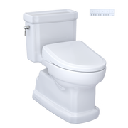 TOTO CST974CEFGAT40#01 Eco Guinevere WASHLET+ Ready Elongated 1.28 GPF Universal Height Skirted Toilet with CEFIONTECT, Cotton White - view 5